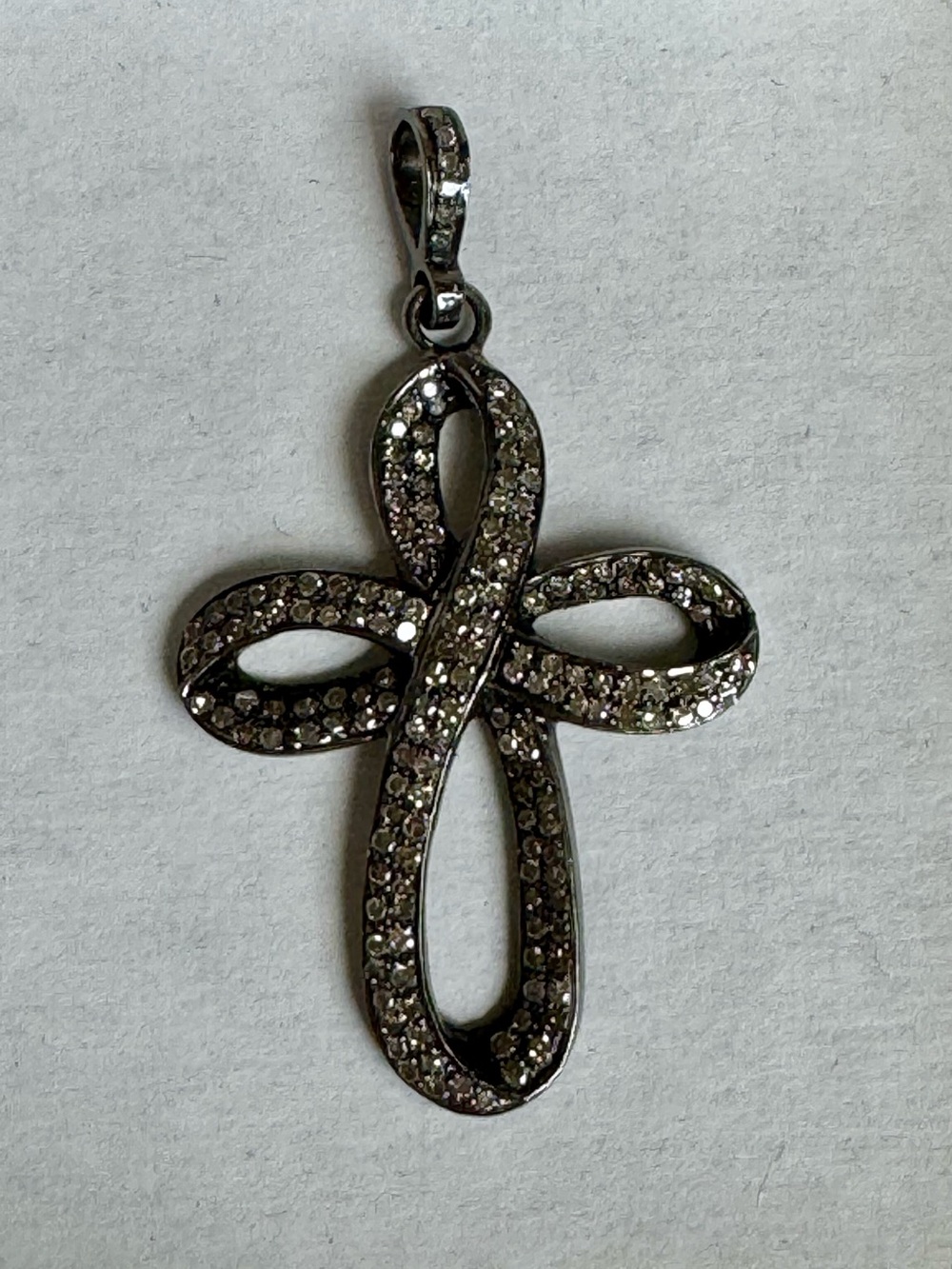 The Woods Sterling Silver with Pave Diamond Cross Pendant
